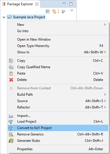 Convert a Java Project into a KeY Project