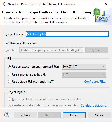 Create Java project with examples for the Symbolic Execution Debugger (Tutorial)
