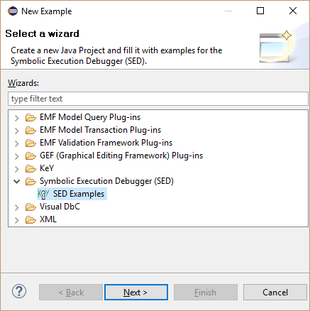 Create Java project with examples for the Symbolic Execution Debugger (Tutorial)