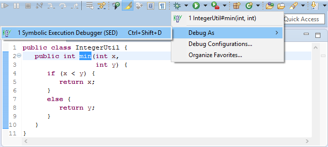 Debug any method or any statement(s) symbolically